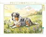 CALVENDO Puzzle CALVENDO Puzzle Hund liegt auf einer bunten Wiese, 2000 Teile