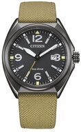 Citizen Quarzuhr Eco-Drive Uhr von Citizen, gr&uuml;nes Textilband, Edelstahl, IP...