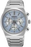 Seiko Quarzuhr SSB459P1, Herrenuhr Chronograph Edelstahl/Hellblau