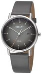 Regent Solaruhr Stahl 39mm Lederband, farbiger Sekundenzeiger