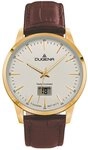 Dugena Funkuhr Dugena Herren-Uhr Momentum Funk Quarz Leder-Armband Gold-Ton...