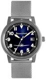 Messerschmitt Quarzuhr ME-9673-108M, Unisex Fliegeruhr mit Meshband