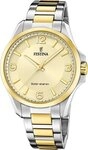 Festina Solaruhr Festina Herrenuhr Edelstahl silber gold, (Solaruhr), Herren...