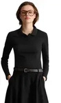 Marc O'Polo DENIM Langarm-Poloshirt aus Rippjersey schwarz XS (34)