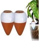 relaxdays Bew&auml;sserungskugel Tonkegel mit Deckel Set 350 ml, wei&szlig;, 2er-Pack