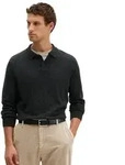 Marc O'Polo Langarm-Poloshirt aus softem Bio-Bauwoll-Schurwoll-Mix grau M (48)