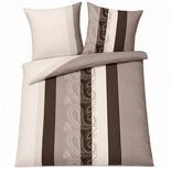 Janine Bettw&auml;sche Bettbezug 135x200 80x80 Barock gestreift Boho beige braun...