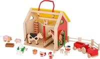 goki Spiel-Geb&auml;ude Koffer Bauernhaus mit Zubeh&ouml;r aus Holz (spar packung,...