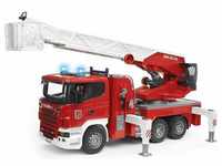 Bruder Scania R-Serie Feuerwehrleiterwagen mit Wasserpumpe und Light and Sound...