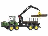 Bruder® Spielzeug-Traktor 2133 John Deere 1210E, Rückzug, mit 4 Baumstämmen...