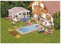 Faller Modelleisenbahn-Geb&auml;ude H0 Swimming Pool und Gartenhaus 180542