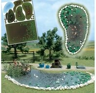 Busch Modelleisenbahn-Baustelle Busch H0 1210 Gartenteich-Set mit Planzen Steg...