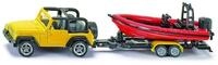 Siku Spielzeug-Auto SIKU 1658 Jeep Wrangler mit Motorboot Druckguss-Set