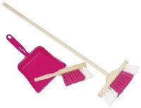 goki Kinder-Haushaltsset Kinderbesen Set, 3 teilig, Pink, mit...