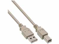 INTOS ELECTRONIC AG InLine® USB 2.0 Kabel, A an B, beige, 1,8m, bulk USB-Kabel