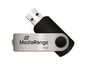 Mediarange USB Stick 64GB Speicherstick Swivel Swing silber USB-Stick