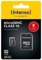 Intenso Intenso microSDHC Card 8GB, Class 10 (R) 25MB/s, (W) 10MB/s, SD-Adapt