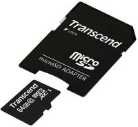 Transcend microSDXC Karte 64GB Class 10 UHS-I mit SD-Adapter TS64GUSDXC10