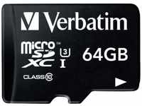 Verbatim microSDXC-Karte 64GB CL 10 UHS-I Speicherkarte (inkl. SD-Adapter)