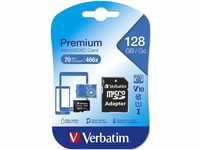 Verbatim microSDXC Karte 128GB Class 10 Speicherkarte (inkl. SD-Adapter)
