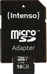 Intenso microSDHC UHS-I Premium + SD-Adapter Speicherkarte (16 GB, 45 MB/s