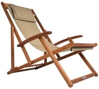 Casaria Gartenliege Beige, 160kg Belastbar Armlehne Nackenkissen Klappbar Verstellbar