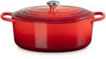 LE CREUSET Br&auml;ter Gusseisen-Br&auml;ter mit Deckel, Oval rot 35 cm