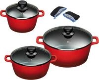 KING Topf-Set, Aluminiumguss (Set, 6-tlg., je 1x Kochtopf mit Deckel &Oslash; 16/20/24 cm),