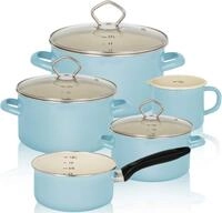 Kr&uuml;ger Topf-Set Sylt, Aluminiumguss, Emaille (Set, 8-tlg., Fleischtopf 16/20/24 cm,