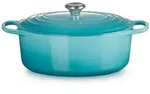 LE CREUSET Br&auml;ter Gusseisen-Br&auml;ter mit Deckel, Oval, &Oslash; 31 cm, Karibik,