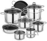 Kopf Topf-Set Josie, Edelstahl (14-tlg), Induktionst&ouml;pfe mit Sch&uuml;ttrand, Literskala