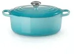 LE CREUSET Br&auml;ter Gusseisen-Br&auml;ter mit Deckel, Oval, Gusseisen, &Oslash; 29 cm, Karibik,