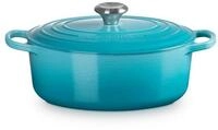 LE CREUSET Br&auml;ter Gusseisen-Br&auml;ter mit Deckel, Oval, Gusseisen, &Oslash; 29 cm, Karibik,