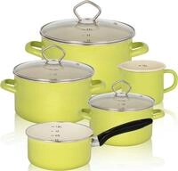 Kr&uuml;ger Topf-Set Juist, Emaille (Set, 8-tlg., Fleischtopf 16/20/24 cm, Milchtopf 12