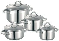 SCHULTE-UFER Topf-Set Nimm-4-Set Loop, Edelstahl 18/10 (Set, 8-tlg., 1 x Bratentopf,