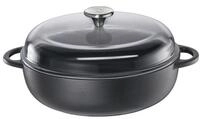 K&uuml;chenprofi Bratpfanne Provence Bauernpfanne mit Glasdeckel Schwarz 28 cm, Gusseisen