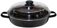 Riess Bratpfanne Classic Schwarzemaille, Schmorpfanne 28 cm mit Glasdeckel - Emaille