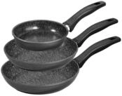 STONELINE Pfannen-Set, Aluminiumguss (3-tlg), mit echten Steinpartikeln,