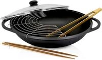 Kr&uuml;ger Wok Aluguss Wok mit Glasdeckel LEIPZIG, 36 cm, Aluminiumguss (1-tlg),