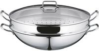WMF Wok Wokpfanne Macao 36 cm, Induktion, Cromargan&reg; Edelstahl Rostfrei 18/10 (Set,