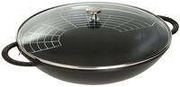 Staub Wok Staub Specialities Wok mit Glasdeckel, 37 cm rund Gusseisen Schwarz,