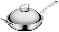 WMF Wok Multiply Wok mit Edelstahldeckel, 32 cm, 3-Schicht-Material: Innenseite