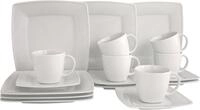 CreaTable Kaffeeservice Victoria Weiss (18-tlg), 6 Personen, Porzellan, abgerundete,