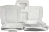 CreaTable Tafelservice Victoria Weiss (12-tlg), 6 Personen, Porzellan, Teller Set,