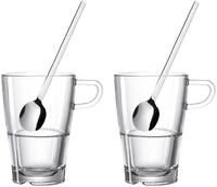 LEONARDO Latte-Macchiato-Glas SENSO, 4-tlg., Edelstahl, Glas, Set bestehend aus...