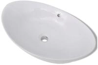 vidaXL Waschbecken, Keramik Waschbecken Keramiksp&uuml;len &Uuml;berlauf Oval 59 x 38,5...