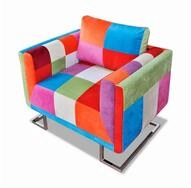 vidaXL Sessel W&uuml;rfel-Sessel mit Verchromten Beinen Patchwork-Design Stoff