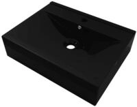 vidaXL Waschbecken, Luxus-Waschbecken Keramik Rechteckig Schwarz mit Hahnloch...