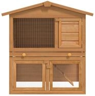vidaXL Kleintierstall, Kaninchenstall Kleintierhaus Hasenstall 3 T&uuml;ren Holz