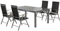 MERXX Garten-Essgruppe Amalfi, (Set, 5tlg), 4 Klappsessel mit verstellbarer